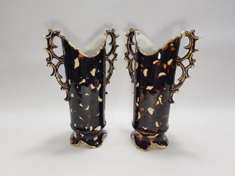 OSMANLI DÖNEMİ İZMİR İŞİ BİR ÇİFT PORSELEN VAZO 