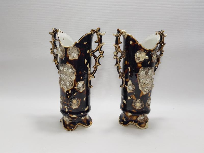 OSMANLI DÖNEMİ İZMİR İŞİ BİR ÇİFT PORSELEN VAZO 