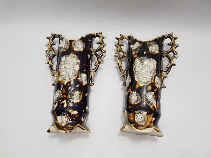 OSMANLI DÖNEMİ İZMİR İŞİ BİR ÇİFT PORSELEN VAZO 