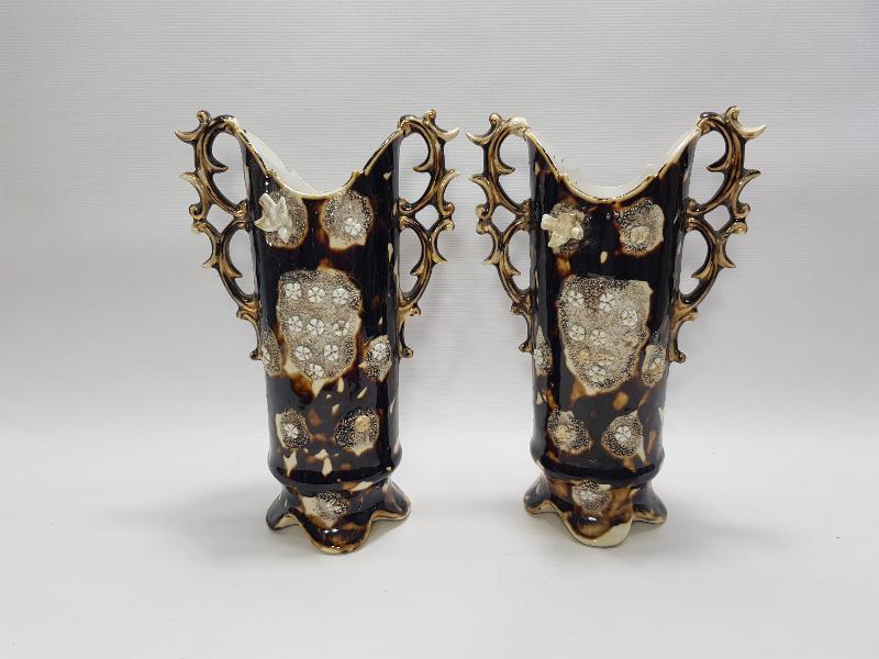 OSMANLI DÖNEMİ İZMİR İŞİ BİR ÇİFT PORSELEN VAZO 