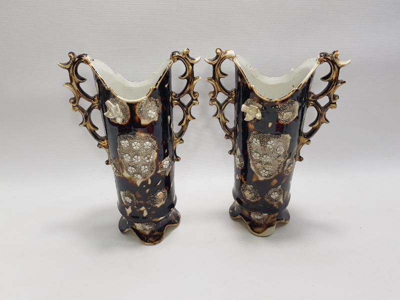 OSMANLI DÖNEMİ İZMİR İŞİ BİR ÇİFT PORSELEN VAZO 