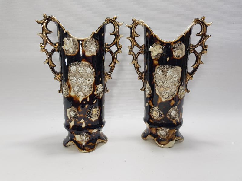 OSMANLI DÖNEMİ İZMİR İŞİ BİR ÇİFT PORSELEN VAZO 