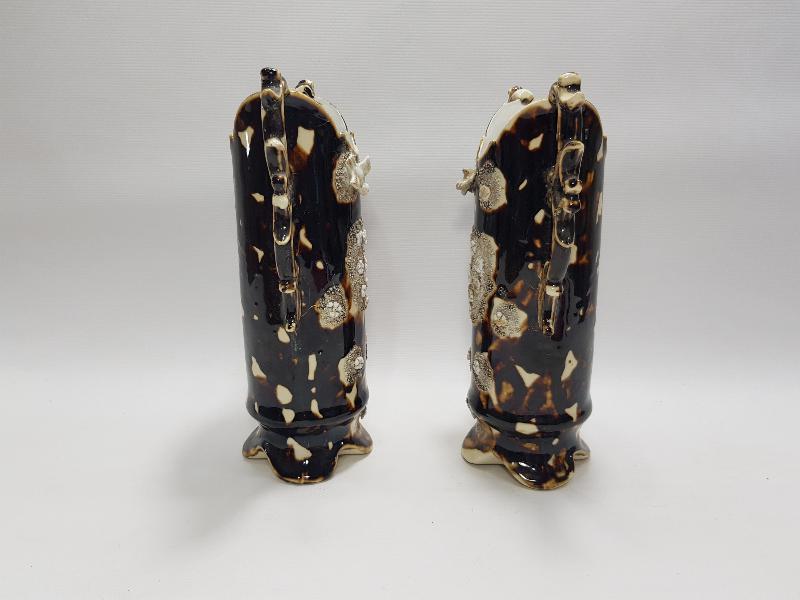 OSMANLI DÖNEMİ İZMİR İŞİ BİR ÇİFT PORSELEN VAZO 