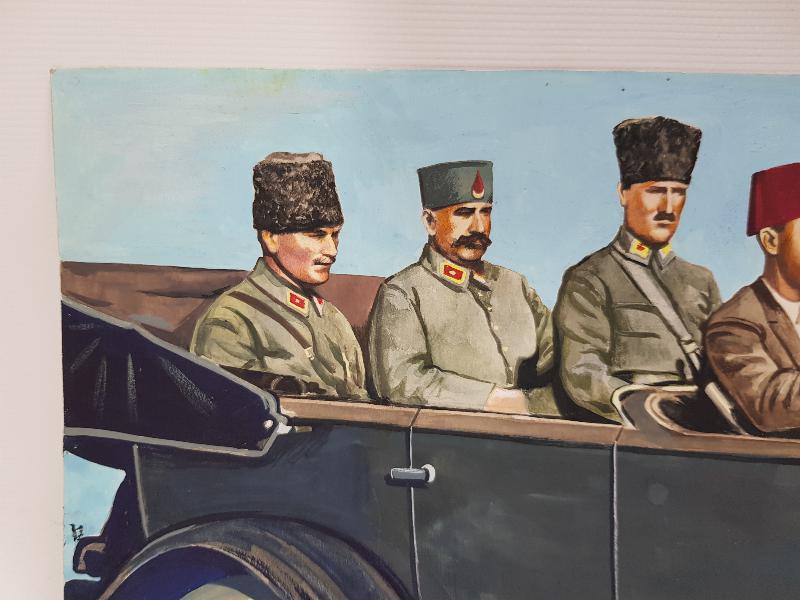 1922 ATATÜRK ERKANIYLA BİRLİKTE İZMİR'E GİRERKEN RESİM