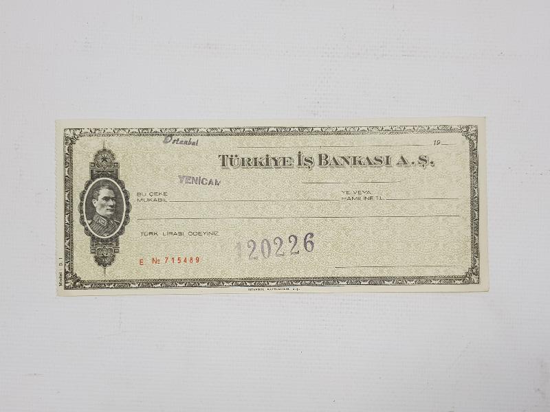 ATATÜRK RESİMLİ TÜRKİYE İŞ BANKASI ÇEK