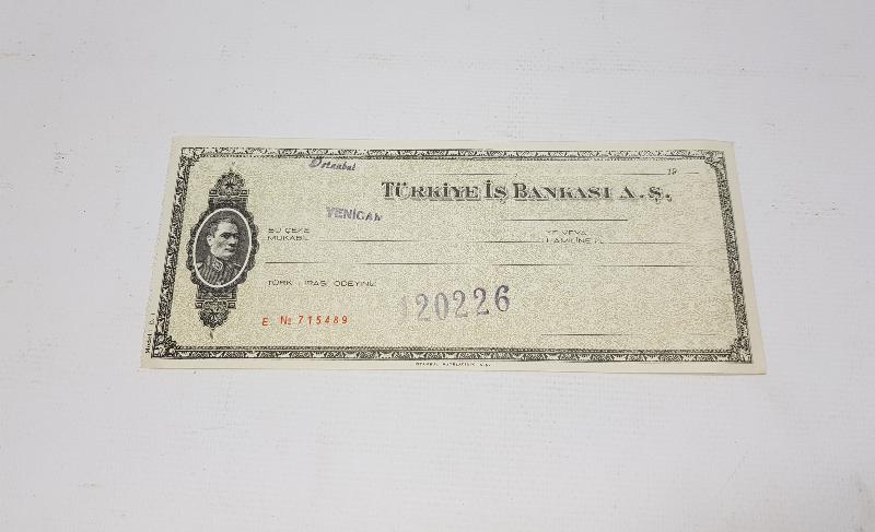 ATATÜRK RESİMLİ TÜRKİYE İŞ BANKASI ÇEK