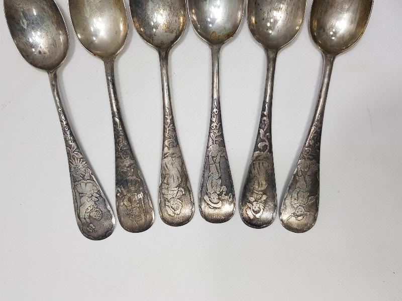 MASAL KARAKTERLERİYLE SÜSLÜ GÜMÜŞ TATLI KAŞIĞI SETİ 