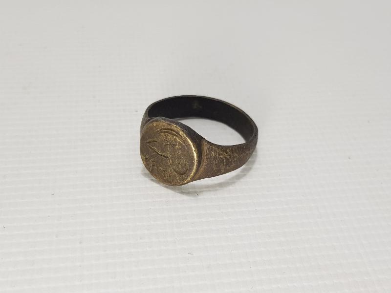 OSMANLICA HASAN YAZILI 1295 TARİHLİ AY YILDIZLI BRONZ MÜHÜR YÜZÜK