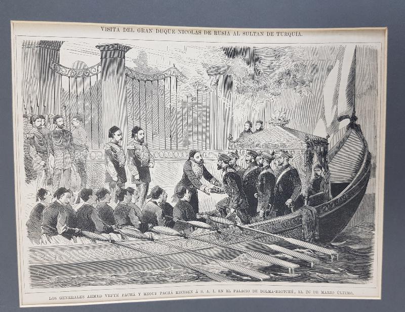 RUS ÇARI NİKOLA'NIN 1878'DE İSTANBUL'DA ABDÜLHAMİD TARAFINDAN KARŞILANIŞI GRAVÜR