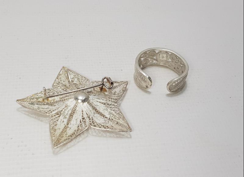 TELKARİ GÜMÜŞ BROŞ VE YÜZÜK 