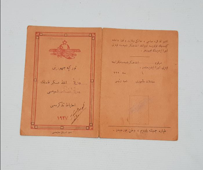 TÜRK HAVA KURUMU OSMANLICA HÜVİYET CÜZDANI