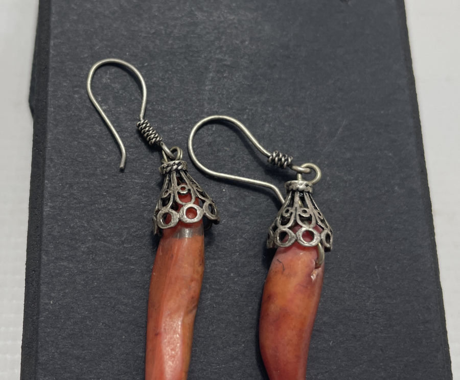 ÖZEL YAPIM ANTİKA MERCANLI GÜMÜŞ KÜPE