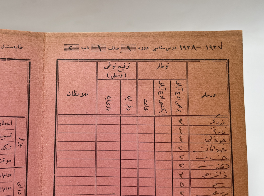 1927 YILINA AİT OSMANLICA OKUL KARNESİ