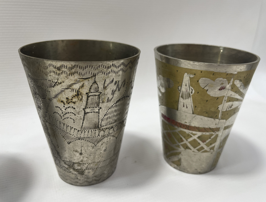 TAMAMI EL İŞİ 3 ADET ANTİKA HİCAZ İŞİ BARDAK