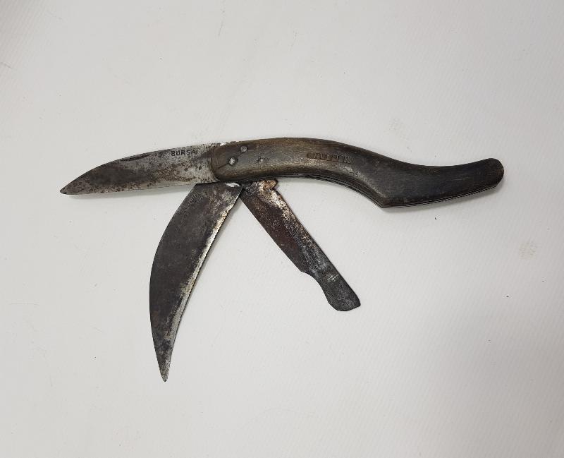 CUMHURİYET İLK DÖNEM BURSA İŞİ ÜÇLÜ BAĞ BIÇAĞI