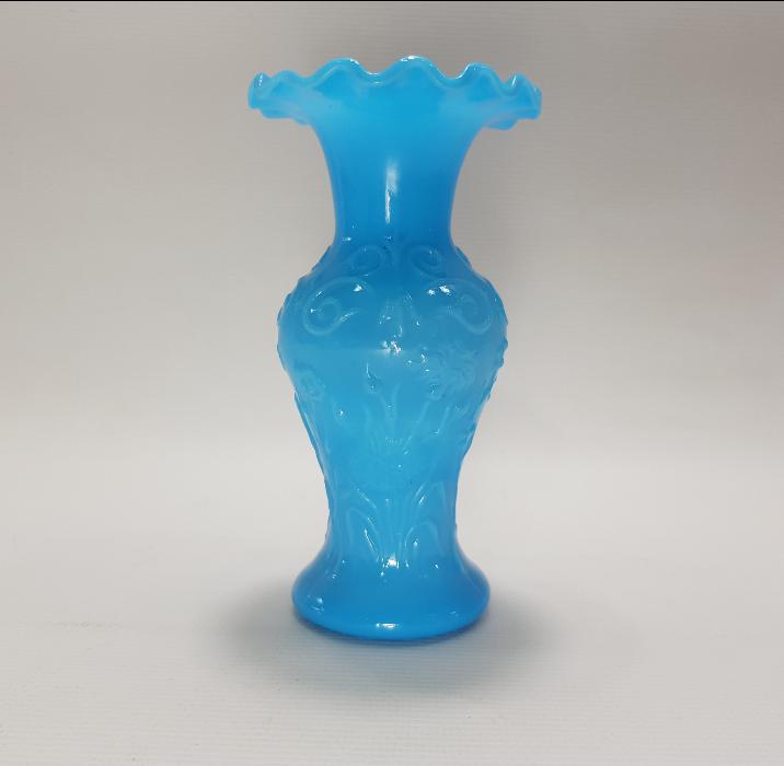 OSMANLI DÖNEMİ MAVİ RENKLİ KOPARMA OPAL VAZO 