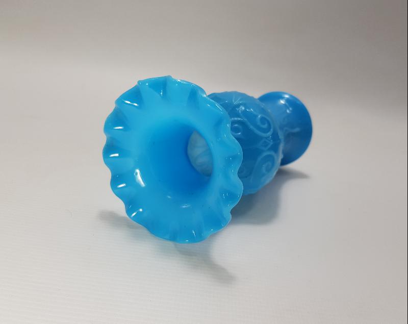 OSMANLI DÖNEMİ MAVİ RENKLİ KOPARMA OPAL VAZO 