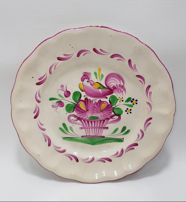 OSMANLI PAZARI İÇİN ÜRETİLMİŞ FRANSIZ YAPIMI HOROZLU PORSELEN TABAK