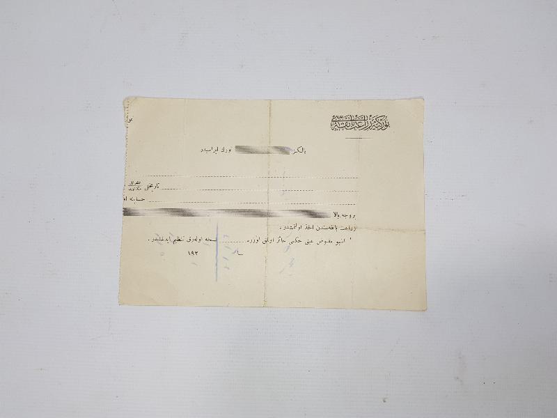 OSMANLICA ZİRAAT BANKASI ÇEKİ