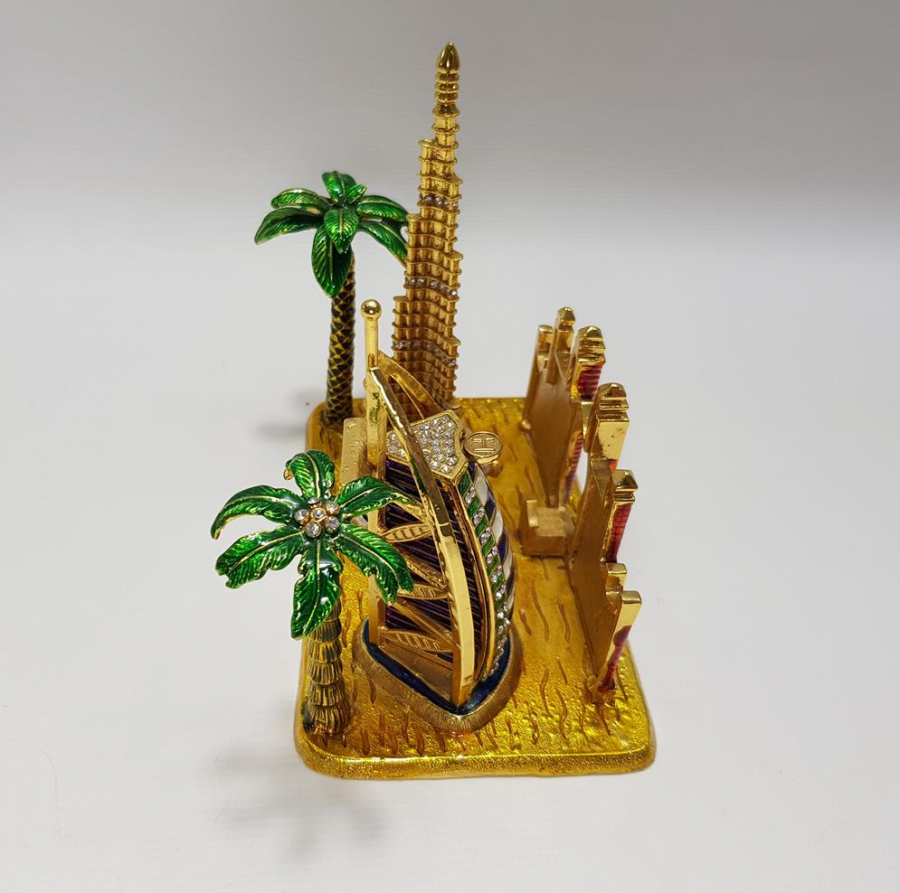 BURJ AL ARAB & BURJ KHALİFA KULELERİ GÖRSELLİ MİNELİ MASA ÜSTÜ OBJESİ 