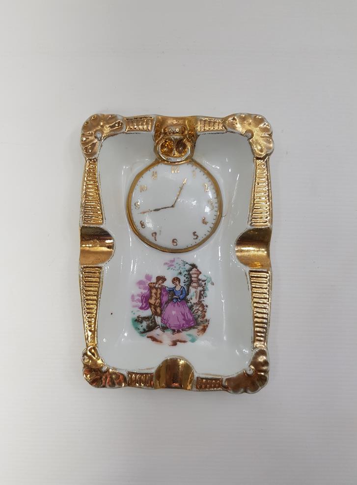 HAVILAND LIMOGES MARKA CEP SAATİ GÖRSELLİ PORSELEN KÜL TABLASI 