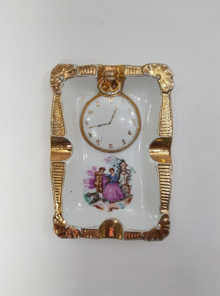 HAVILAND LIMOGES MARKA CEP SAATİ GÖRSELLİ PORSELEN KÜL TABLASI 