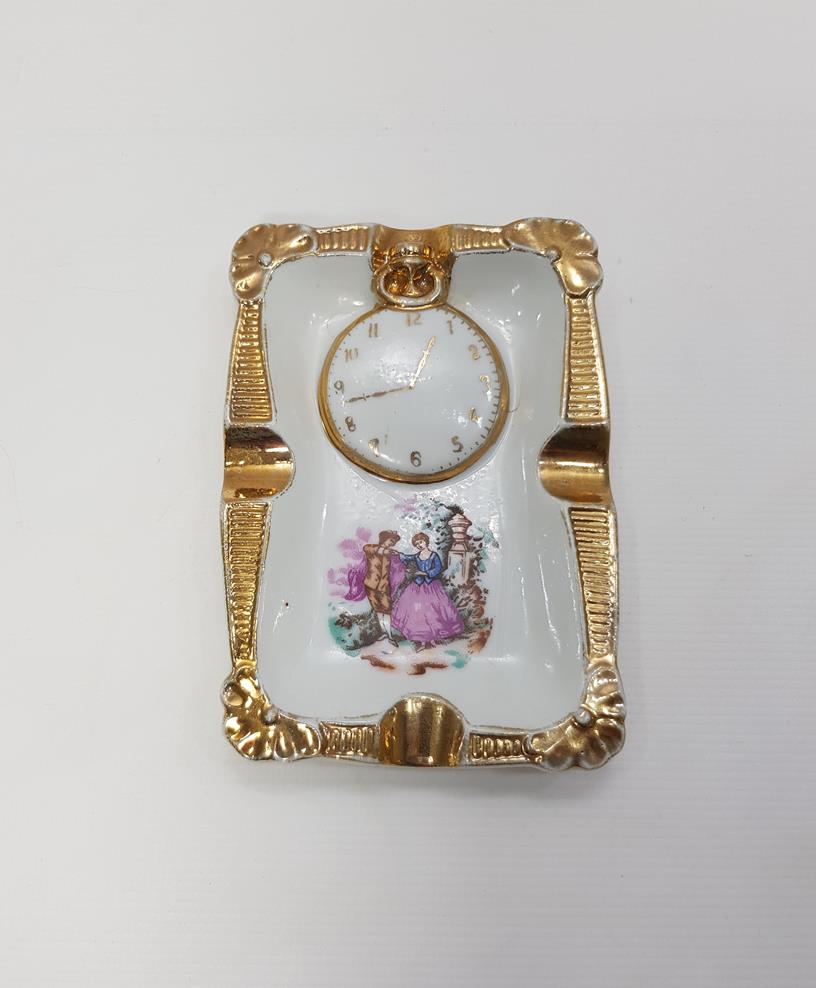 HAVILAND LIMOGES MARKA CEP SAATİ GÖRSELLİ PORSELEN KÜL TABLASI 