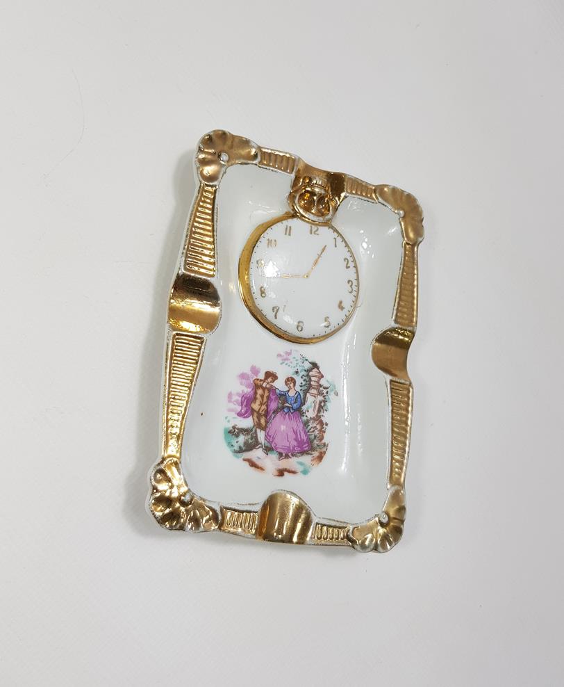 HAVILAND LIMOGES MARKA CEP SAATİ GÖRSELLİ PORSELEN KÜL TABLASI 