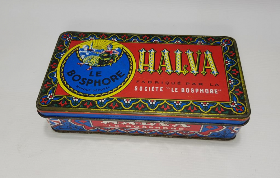 OSMANLI DÖNEMİ LE BOSPHORE MARKA TENEKE HELVA KUTUSU