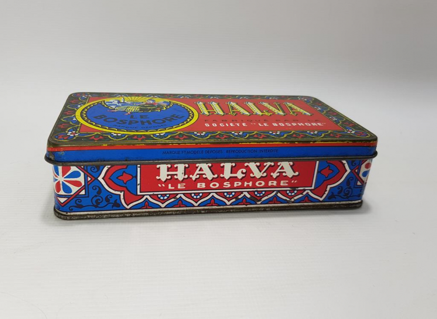 OSMANLI DÖNEMİ LE BOSPHORE MARKA TENEKE HELVA KUTUSU
