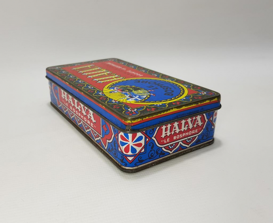 OSMANLI DÖNEMİ LE BOSPHORE MARKA TENEKE HELVA KUTUSU