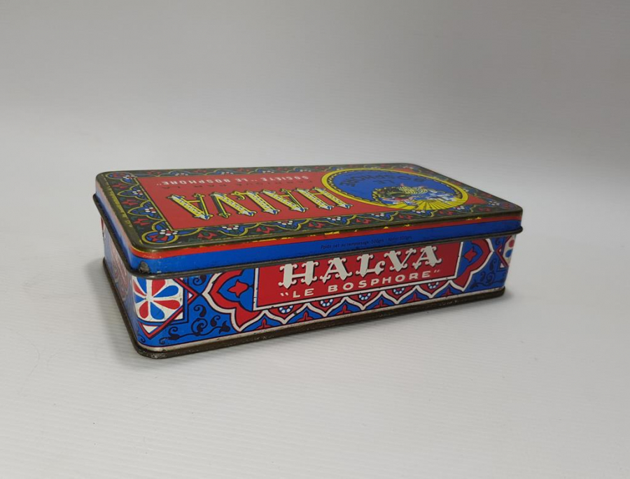 OSMANLI DÖNEMİ LE BOSPHORE MARKA TENEKE HELVA KUTUSU