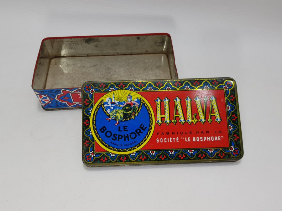OSMANLI DÖNEMİ LE BOSPHORE MARKA TENEKE HELVA KUTUSU