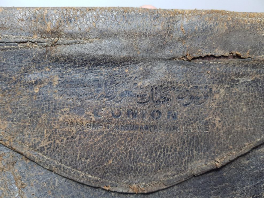 OSMANLICA VE FRANSIZCA UNION HAYAT SİGORTASI KUMPANYASI YAZILI DERİ CÜZDAN