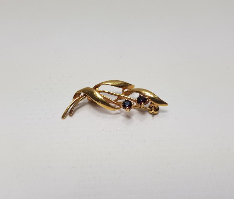 GARNET TAŞLI ALTIN KAPLAMA BROŞ 