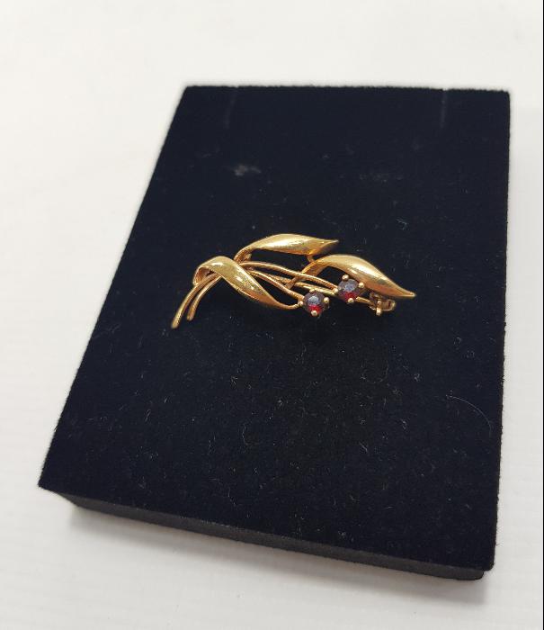 GARNET TAŞLI ALTIN KAPLAMA BROŞ 