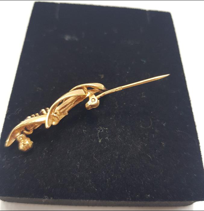 GARNET TAŞLI ALTIN KAPLAMA BROŞ 