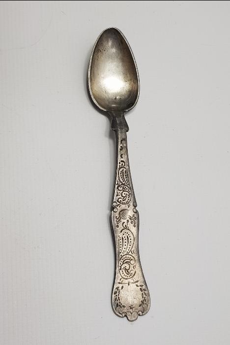 OSMANLI TUĞRALI, SAH DAMGALI VE ÇEŞNİLİ GÜMÜŞ TATLI KAŞIĞI 