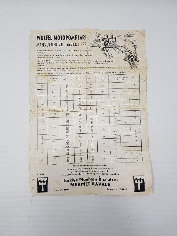 WÜLFEL MOTOPOMPLARI REKLAM AFİŞİ 