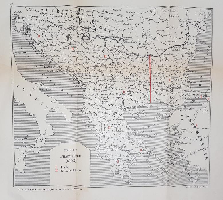 1808 TARİHLİ RUSYA VE FRANSA PAYLAŞIMLI BALKANLAR VE EGE HARİTASI 