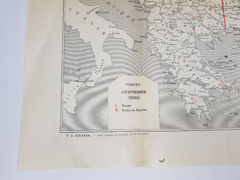 1808 TARİHLİ RUSYA VE FRANSA PAYLAŞIMLI BALKANLAR VE EGE HARİTASI 
