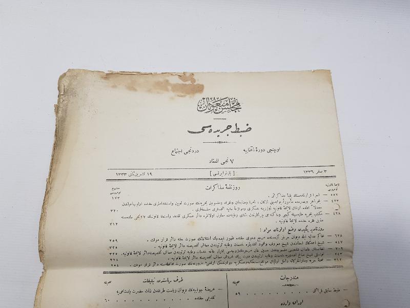 19 KASIM 1917 ÇANAKKALE SAVAŞI DÖNEMİ MECLİSİ MEBUSAN ZABIT CERİDESİ