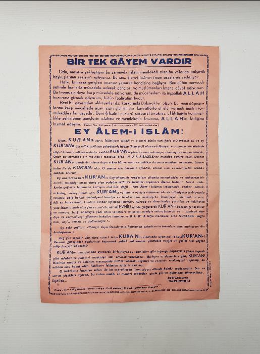 1961 TARİHLİ BEDİUZZAMAN SAİD NURSİ BİLDİRGESİ 