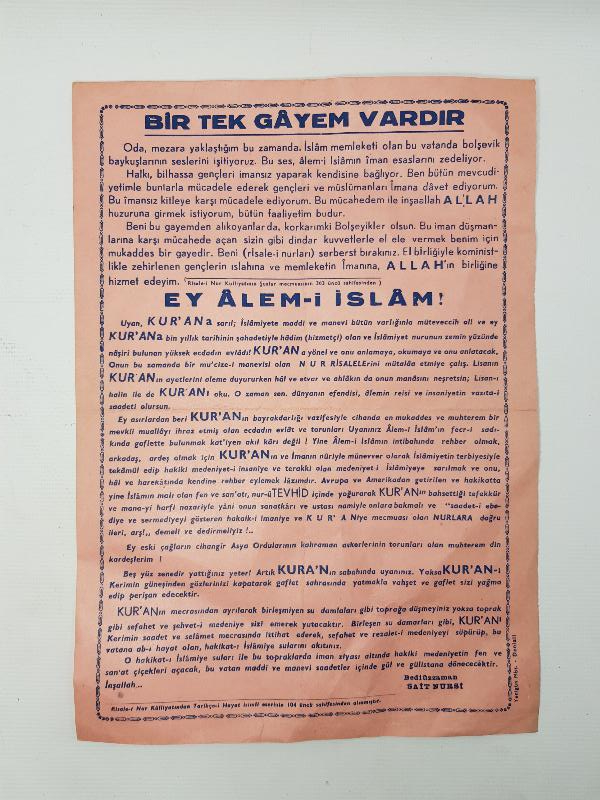 1961 TARİHLİ BEDİUZZAMAN SAİD NURSİ BİLDİRGESİ 