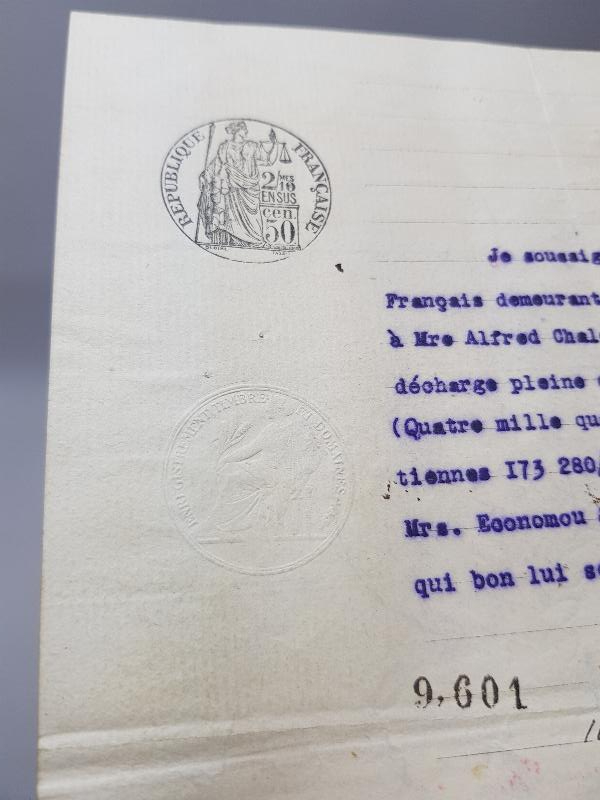 ÇOK NADİR OSMANLI HARİCİYE PULLU FRANSIZCA EVRAK