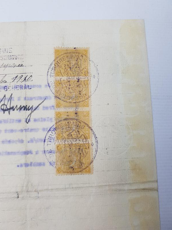 ÇOK NADİR OSMANLI HARİCİYE PULLU FRANSIZCA EVRAK