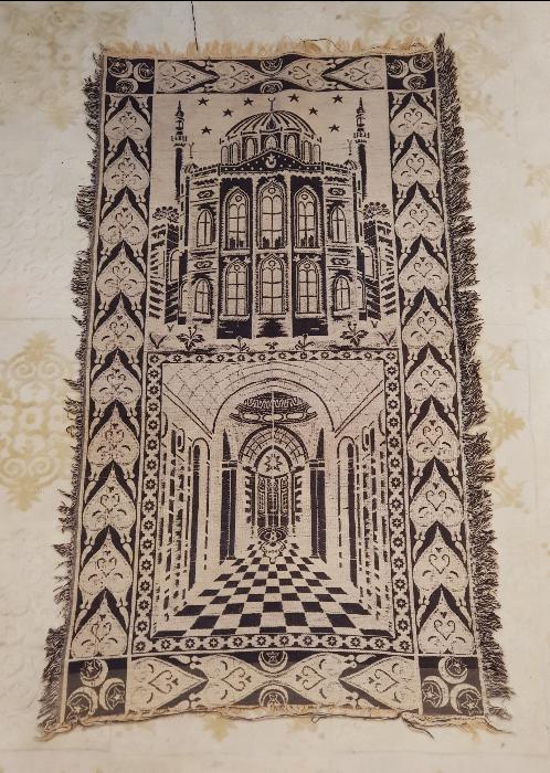 OSMANLI DÖNEMİ CAMİ GÖRSELLİ VE AY YILDIZLI GOBLEN SECCADE