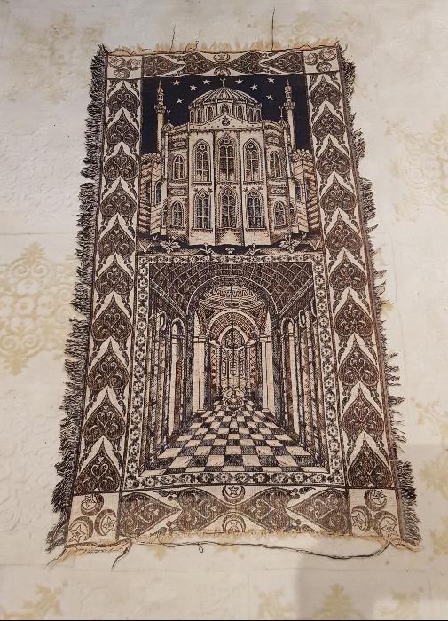 OSMANLI DÖNEMİ CAMİ GÖRSELLİ VE AY YILDIZLI GOBLEN SECCADE