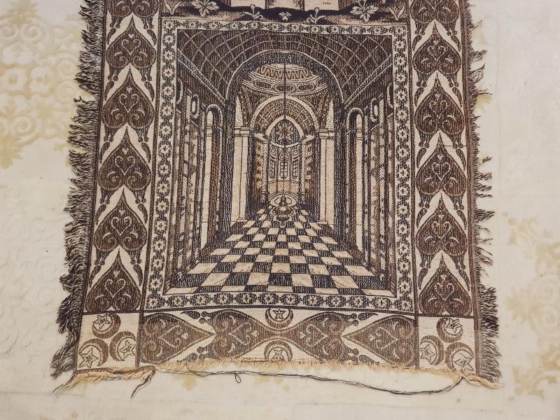 OSMANLI DÖNEMİ CAMİ GÖRSELLİ VE AY YILDIZLI GOBLEN SECCADE