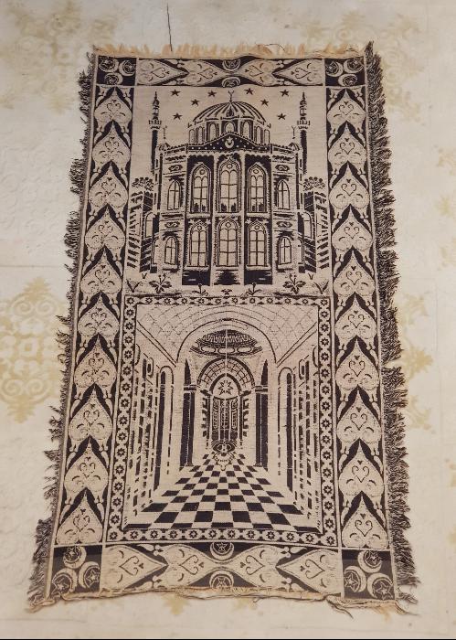 OSMANLI DÖNEMİ CAMİ GÖRSELLİ VE AY YILDIZLI GOBLEN SECCADE